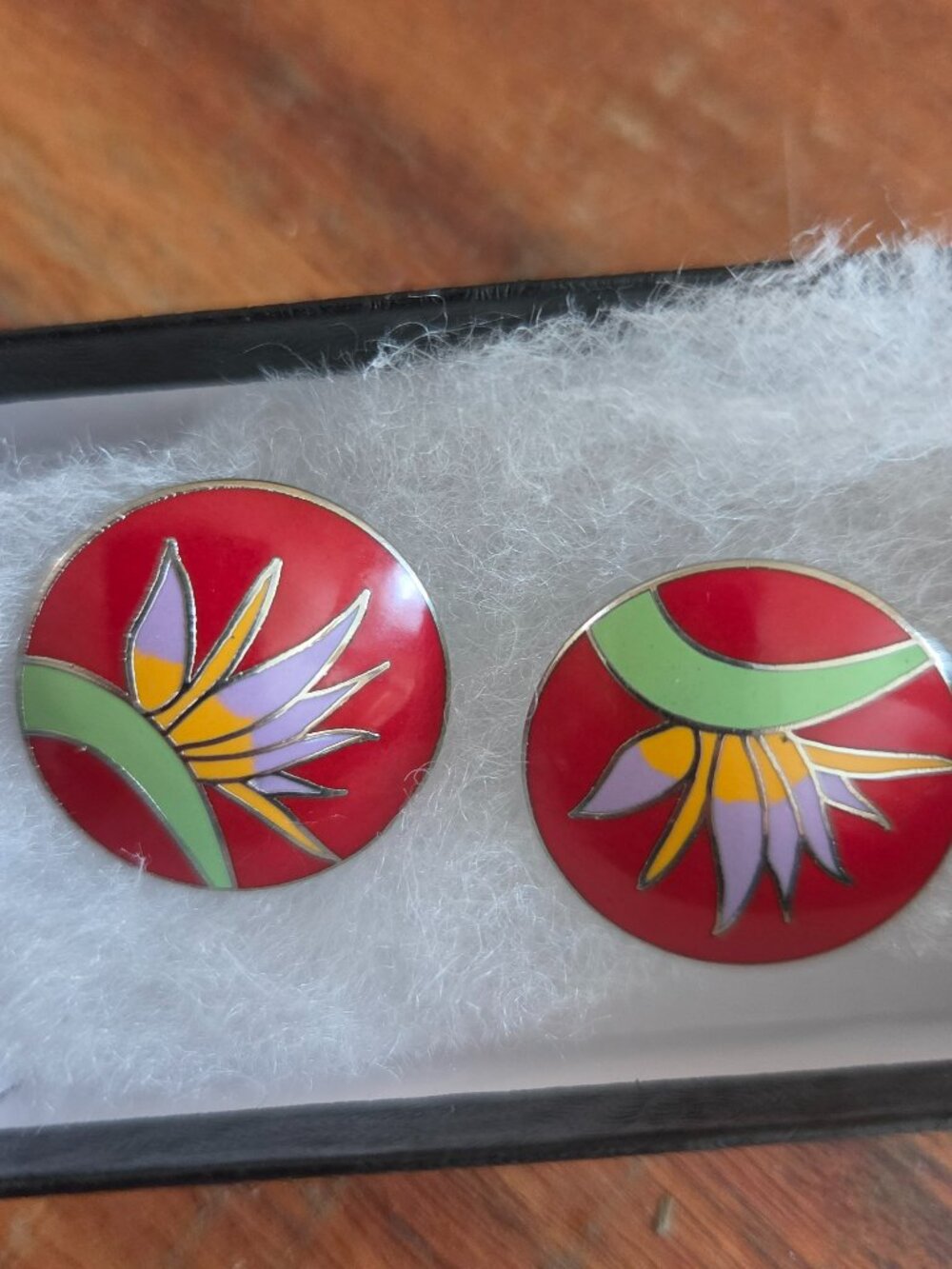 Laurel Burch bird paradise flower red/purple/green /orange bold tropical style